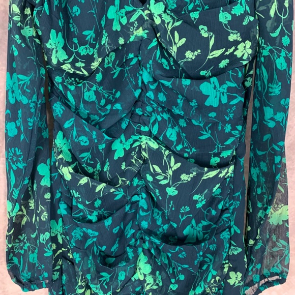 A New Day Women's Ruched Front Green Bodycon Dress Floral Print - Picture 4 of 10